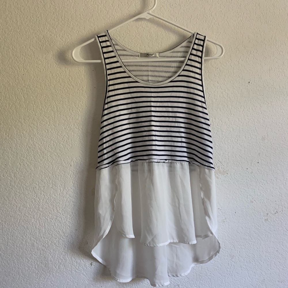 striped faux two layer tank